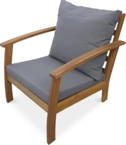 Houten Loungeset 4 Plaatsen - Ushuaïa - Grijs Kussens, Bank, Fauteuils En Lage Tafel Van Acacia, Design -Tuinmeubelwinkel 1036x1200 1