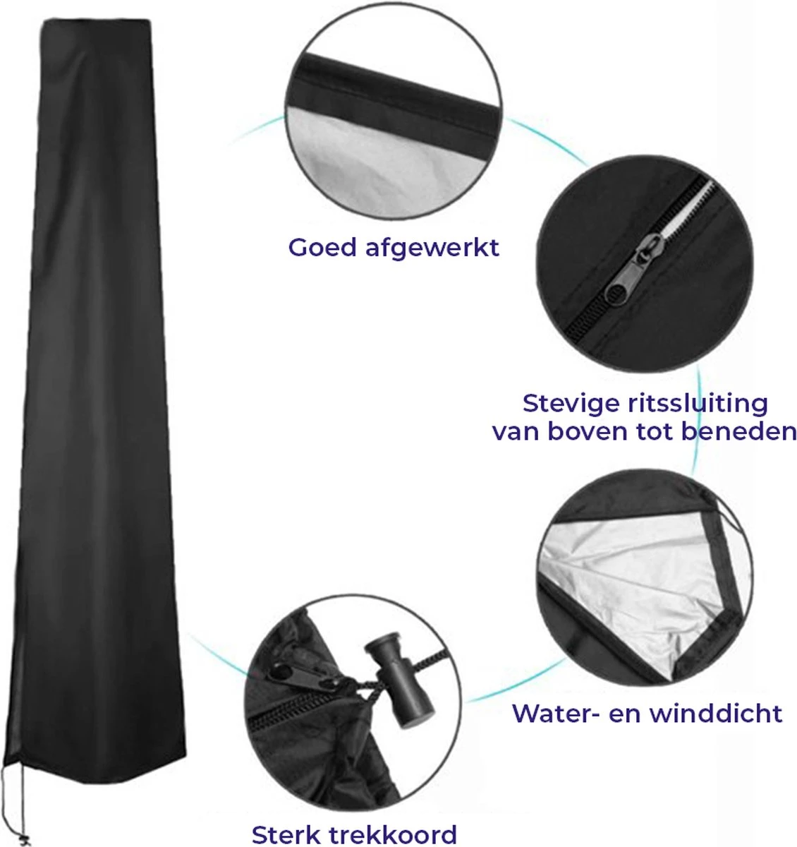 Merkloos Parasolhoes Met Rits En Trekkoord – Beschermhoes Voor Zweefparasol & Staande Parasol – Waterdicht Afdekhoes – Hoes Voor Hangparasol – Inclusief Opberghoes – Zwart - 205 Cm 4 Merkloos Parasolhoes Met Rits En Trekkoord – Beschermhoes Voor Zweefparasol & Staande Parasol – Waterdicht Afdekhoes – Hoes Voor Hangparasol – Inclusief Opberghoes – Zwart - 205 Cm - Afbeelding 4