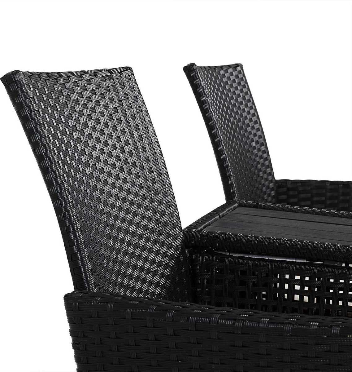 Casaria Tuinbank Polyrattan – 2 Zitter Incl. Tafel & Kussens – Zwart 7 Casaria Tuinbank Polyrattan – 2 Zitter Incl. Tafel & Kussens – Zwart - Afbeelding 7