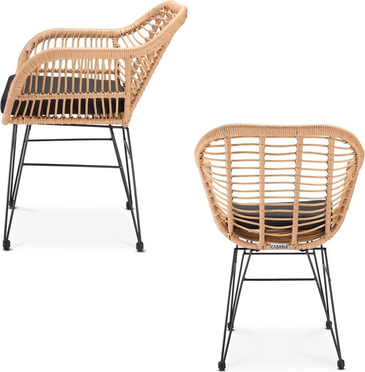 Casaria Polyrotan Kuipstoel Bali - Met Kussens – 2 Stuks 2 Casaria Polyrotan Kuipstoel Bali - Met Kussens – 2 Stuks - Afbeelding 2