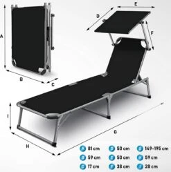 Sens Design Zonnebed - Ligbed Inklapbaar Met Zonneklep - Zwart -Tuinmeubelwinkel 1191x1200 4