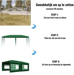 Merkloos Partytent - Paviljoen Opvouwbaar - Easy Up Tuintent Met Zijpanelen - Groen/ 6m X 3m/ 120g/m² -Tuinmeubelwinkel 1197x1200 4