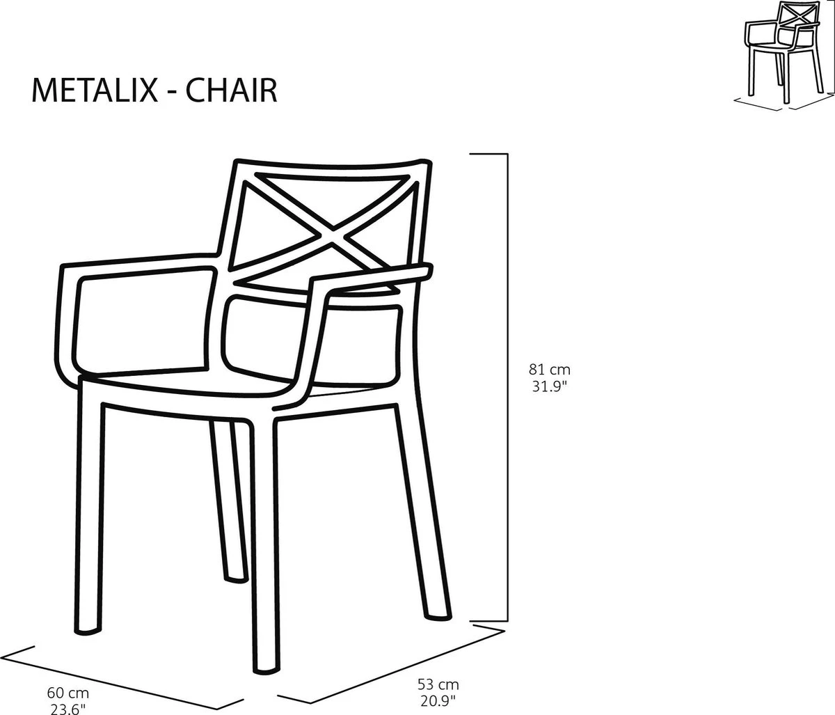 Keter Metalix Tuinstoelen - 4 Stuks - 53,3x60,2x81,3 Cm - Zwart 6 Keter Metalix Tuinstoelen - 4 Stuks - 53,3x60,2x81,3 Cm - Zwart - Afbeelding 6