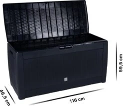 Opbergbox 310L UV-Bestendig Weerbestendig Wielen Tuinbox Rotan-look Antraciet -Tuinmeubelwinkel 1200x1031