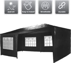 MaxxGarden Partytent - Paviljoen - 3x6m - Incl. Zijwanden - Waterdicht - Zwart -Tuinmeubelwinkel 1200x1068 2