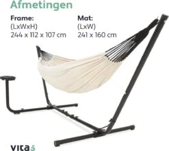 Vita5 Hangmat Met Standaard – 2 Persoons – Incl. Bekerhouder – 205kg Draaggewicht – Beige/Wit 20 Vita5 Hangmat Met Standaard – 2 Persoons – Incl. Bekerhouder – 205kg Draaggewicht – Beige/Wit -Tuinmeubelwinkel 1200x1068 4