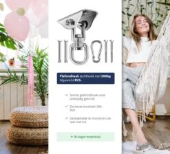 Plafondhaak - Ophangen Bokszak, Schommel En Hangstoel - Ophangsysteem - Ophanghaak - Plafondbeugel - RVS – 500kg Tilgewicht -Tuinmeubelwinkel 1200x1087