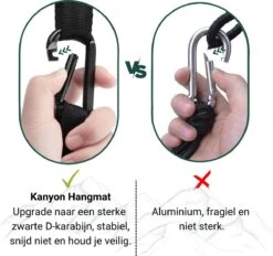 Kanyon Hangmat - Incl. Karabijnhaken En Riemen - Licht Parachutestof - 260 X 140 Cm - Tot 200kg - Groen/Khaki -Tuinmeubelwinkel 1200x1125