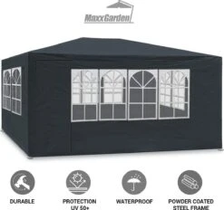 MaxxGarden Partytent - Paviljoen - 3x4m - Incl. Zijwanden - Waterdicht - Antraciet -Tuinmeubelwinkel 1200x1129 3