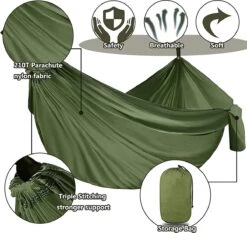 IBright Hangmat XXL - Complete Set – Incl. Karabijnhaken En Riemen - Tot 200 Kg - 270x140cm - Leger Groen 8 IBright Hangmat XXL - Complete Set – Incl. Karabijnhaken En Riemen - Tot 200 Kg - 270x140cm - Leger Groen -Tuinmeubelwinkel 1200x1134 5