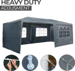 MaxxGarden Partytent - Paviljoen - 3x6m - Incl. Zijwanden - Waterdicht - Antraciet -Tuinmeubelwinkel 1200x1137 4