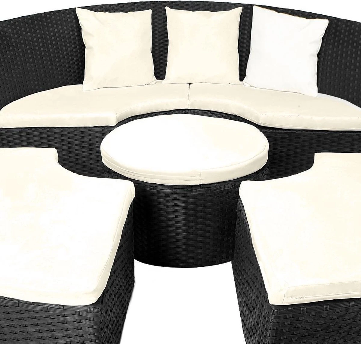 Casaria Polyrattan Zonne-Eiland Ø185cm – Incl. Kussens - Zwart Crème 13 Casaria Polyrattan Zonne-Eiland Ø185cm – Incl. Kussens - Zwart Crème - Afbeelding 13