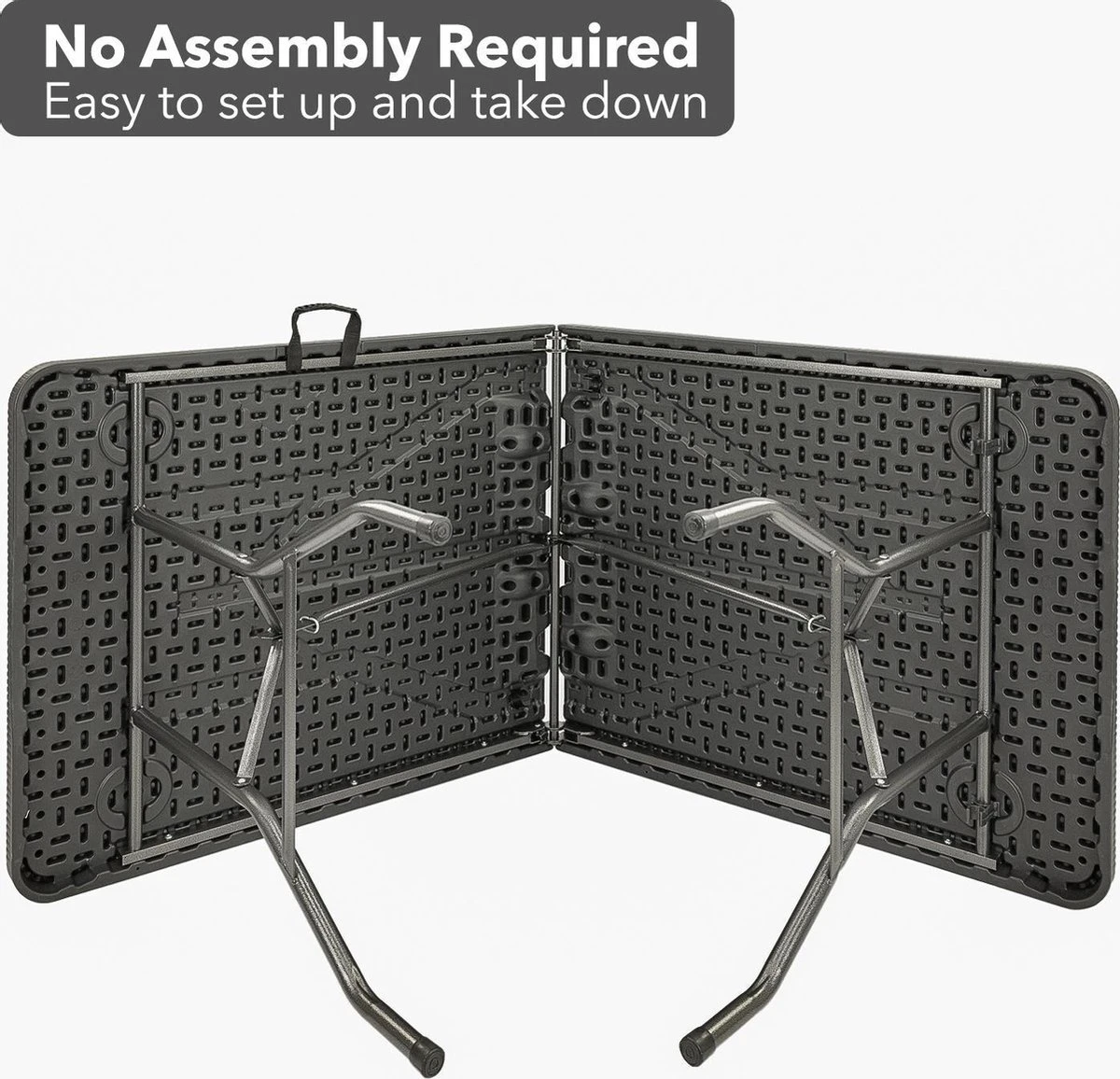 MaxxGarden Vouwtafel - Zwart - Rotanlook - 180x75x74 Cm 7 MaxxGarden Vouwtafel - Zwart - Rotanlook - 180x75x74 Cm - Afbeelding 7