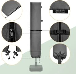 Kingsleeve Parasolhoes Tot Ø 330cm - Weerbestendig Robuust - Grijs -Tuinmeubelwinkel 1200x1181