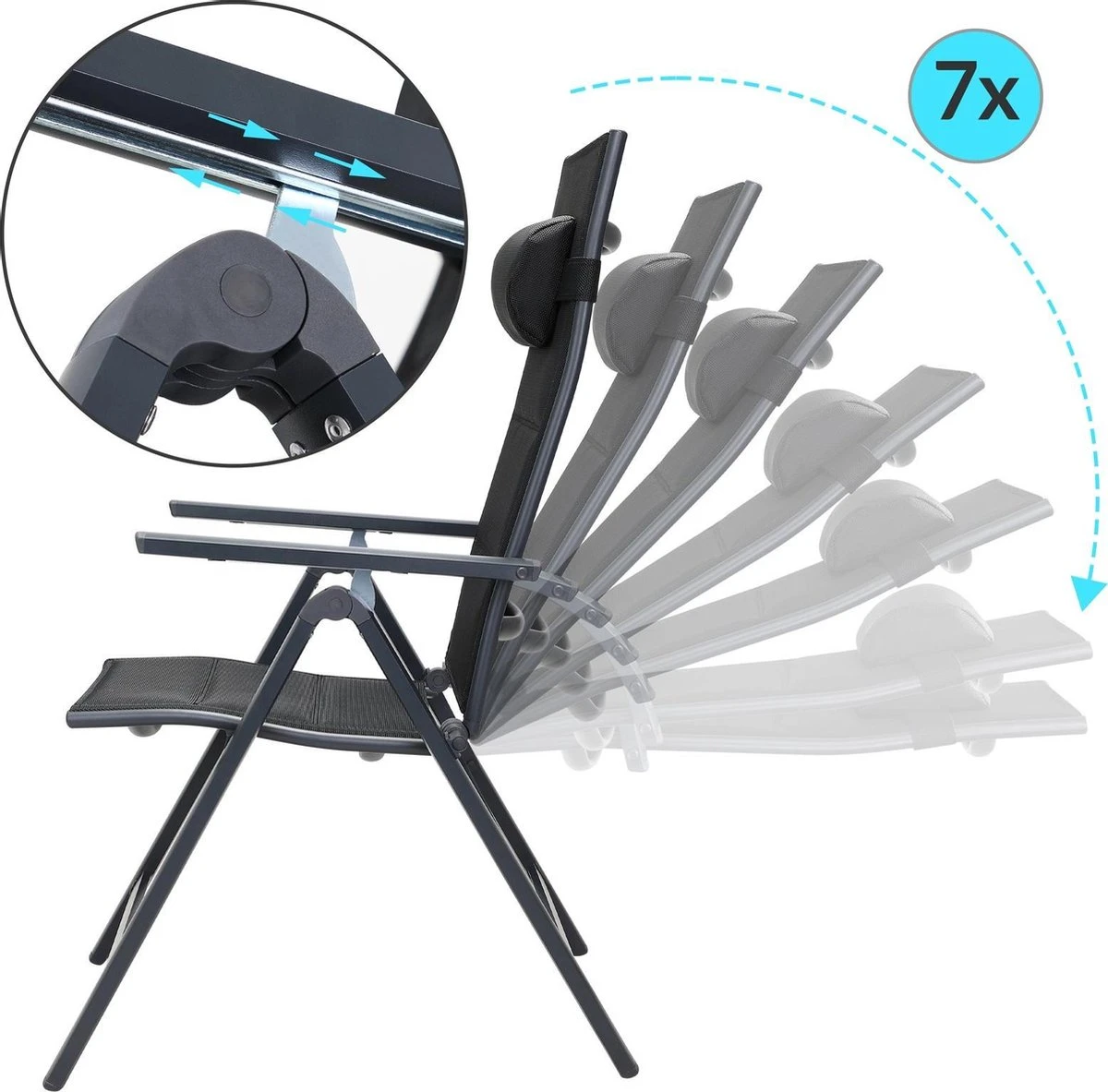 Casaria Tuinstoel Aluminium - 2 Stuks Inklapbaar - Antraciet 9 Casaria Tuinstoel Aluminium - 2 Stuks Inklapbaar - Antraciet - Afbeelding 9