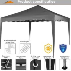 Easy Up Partytent - Partytent - Paviljoen - Partytent Opvouwbaar - Partytent 3x3 - Partytent Met Zijwanden - Inclusief Trolley - Waterdicht - UV 50+ Bescherming - Met Ramen - 16 Kg - Staal - Antraciet - 300 X 300 Cm 13 Easy Up Partytent - Partytent - Paviljoen - Partytent Opvouwbaar - Partytent 3x3 - Partytent Met Zijwanden - Inclusief Trolley - Waterdicht - UV 50+ Bescherming - Met Ramen - 16 Kg - Staal - Antraciet - 300 X 300 Cm -Tuinmeubelwinkel 1200x1191 11