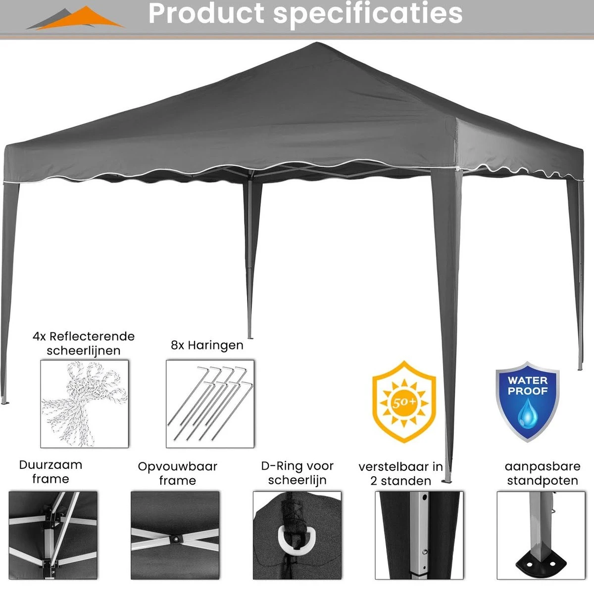 Easy Up Partytent - Partytent - Paviljoen - Partytent Opvouwbaar - Partytent 3x3 - Partytent Met Zijwanden - Inclusief Trolley - Waterdicht - UV 50+ Bescherming - Met Ramen - 16 Kg - Staal - Antraciet - 300 X 300 Cm 6 Easy Up Partytent - Partytent - Paviljoen - Partytent Opvouwbaar - Partytent 3x3 - Partytent Met Zijwanden - Inclusief Trolley - Waterdicht - UV 50+ Bescherming - Met Ramen - 16 Kg - Staal - Antraciet - 300 X 300 Cm - Afbeelding 6