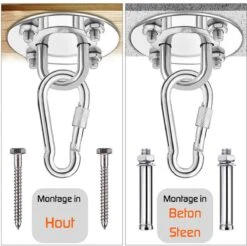 Plafondhaak – Voor Beton En Hout - Hangstoel – Hangmat – Bokszak – RVS – Binnen En Buiten – Ophangsysteem – Ophanghaak – 400KG -Tuinmeubelwinkel 1200x1194