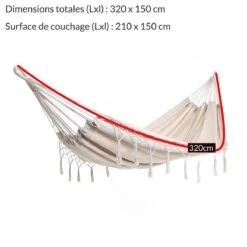 Detex Hangmat Met Franjes - 320x150cm – Belastbaar Tot 300kg Beige -Tuinmeubelwinkel 1200x1198 27
