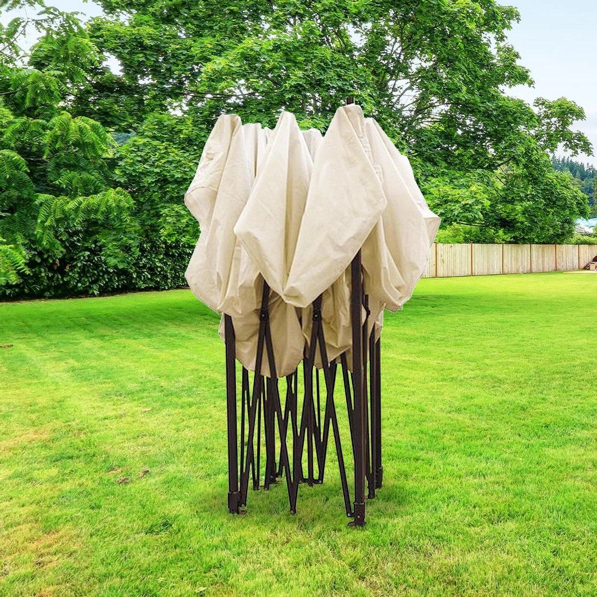 LifeGoods Partytent - 3x3 M - Easy Up - Opvouwbaar - Waterdicht - Draagtas Met Wieltjes - Beige 10 LifeGoods Partytent - 3x3 M - Easy Up - Opvouwbaar - Waterdicht - Draagtas Met Wieltjes - Beige - Afbeelding 10