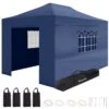 LifeGoods Partytent - 3x4.5 M - Zijwanden - Easy Up - Opvouwbaar - Waterdicht - Draagtas Met Wieltjes - Donkerblauw