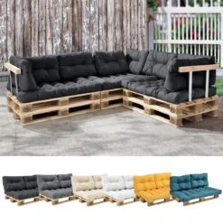 Merkloos En.casa Zitkussen Palletbank - 120 X 80 X 12 Cm - Donkergrijs
