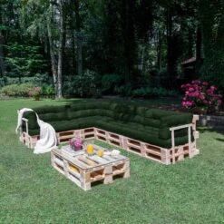 Beautissu Style – Palletkussen Set – 1x Zitkussen 120x80 Cm & 1x Rugkussen 120x40 Cm – Donker Groen -Tuinmeubelwinkel 1200x1200 1218