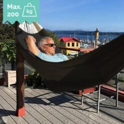 Dubbele Hangmat Zwart Met Spreidstok - 1 Of 2 Persoons - Lig Oppervlak 190x150cm - Lengte 260cm 11 Dubbele Hangmat Zwart Met Spreidstok - 1 Of 2 Persoons - Lig Oppervlak 190x150cm - Lengte 260cm -Tuinmeubelwinkel 1200x1200 1274