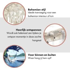 QUVIO Hangmat Voor In De Tuin - Tuinstoelen - Reishangmat Voor Camping, Outdoor En Reizen - Hamock - Katoen Ademend - Maximale Belasting Van 250KG - Lig Oppervlak Van 180 Cm - Geschikt Voor 1 Persoon - Beige -Tuinmeubelwinkel 1200x1200 1288