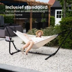 Vita5 Hangmat Met Standaard – 2 Persoons – Incl. Bekerhouder – 205kg Draaggewicht – Beige/Wit 14 Vita5 Hangmat Met Standaard – 2 Persoons – Incl. Bekerhouder – 205kg Draaggewicht – Beige/Wit -Tuinmeubelwinkel 1200x1200 1323