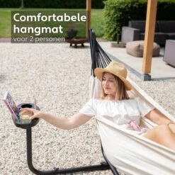 Vita5 Hangmat Met Standaard – 2 Persoons – Incl. Bekerhouder – 205kg Draaggewicht – Beige/Wit 15 Vita5 Hangmat Met Standaard – 2 Persoons – Incl. Bekerhouder – 205kg Draaggewicht – Beige/Wit -Tuinmeubelwinkel 1200x1200 1324
