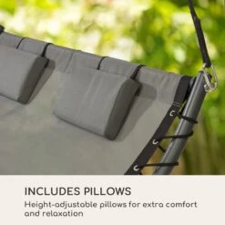 Blumfeldt Palermo Schommelbank - Hollywoodschommel 130 X 207 Cm - Ligbed Met Dak - Schommelstoel Voor 2 Personen - Tuinbank Inclusief Nekkussens - Stalen Frame En Polyester Dak - Grijs -Tuinmeubelwinkel 1200x1200 157