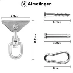 Luxe Ophangsysteem - 180° Schommelen, 360° Roteerbaar - Plafondhaak - Ophanghaak - Hangstoel Buiten - Hangstoel Binnen – Schommelstoel - Schommel - Bokszakken - RVS - Nederlandse Handleiding - -Tuinmeubelwinkel 1200x1200 229