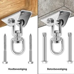 Luxe Ophangsysteem - 180° Schommelen, 360° Roteerbaar - Plafondhaak - Ophanghaak - Hangstoel Buiten - Hangstoel Binnen – Schommelstoel - Schommel - Bokszakken - RVS - Nederlandse Handleiding - -Tuinmeubelwinkel 1200x1200 230