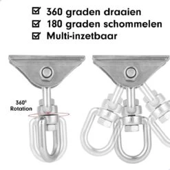 Luxe Ophangsysteem - 180° Schommelen, 360° Roteerbaar - Plafondhaak - Ophanghaak - Hangstoel Buiten - Hangstoel Binnen – Schommelstoel - Schommel - Bokszakken - RVS - Nederlandse Handleiding - -Tuinmeubelwinkel 1200x1200 231