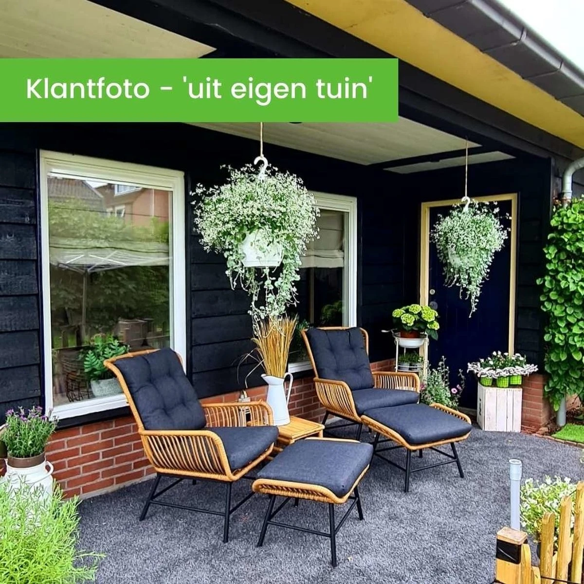 BUITEN Living Dex Wicker Loungestoel Tuin | Wicker + Aluminium | Bamboe Antraciet 2 BUITEN Living Dex Wicker Loungestoel Tuin | Wicker + Aluminium | Bamboe Antraciet - Afbeelding 2