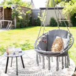 Vita5 Macramé Hangstoel - Voor Binnen En Buiten - Zonder Standaard - Incl. Kussen, Boekenvak En Beschermhoes - Tot 150kg - Grijs 22 Vita5 Macramé Hangstoel - Voor Binnen En Buiten - Zonder Standaard - Incl. Kussen, Boekenvak En Beschermhoes - Tot 150kg - Grijs -Tuinmeubelwinkel 1200x1200 343