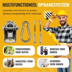 Itstrong® Plafondhaak Ophangsysteem Voor Binnen & Buiten – Ophanghaak Voor Bokszak – Schommel – Schommelstoel – Hangstoel - RVS -Tuinmeubelwinkel 1200x1200 401