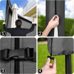 Kingsleeve Parasolhoes Tot Ø 330cm - Weerbestendig Robuust - Grijs -Tuinmeubelwinkel 1200x1200 48
