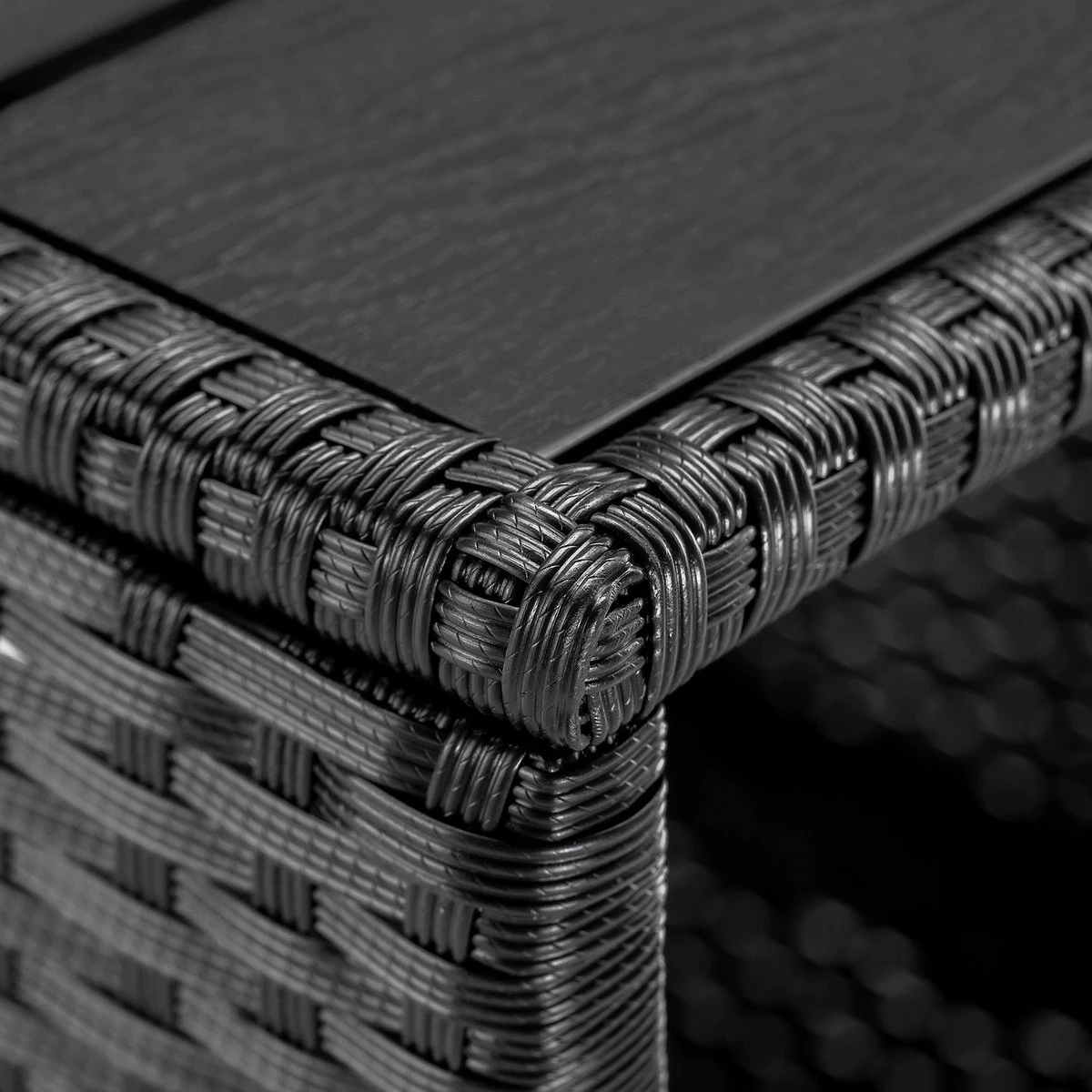 Casaria Polyrattan Bijzettafel - WPC Tafelblad 45x45x40cm – Zwart 4 Casaria Polyrattan Bijzettafel - WPC Tafelblad 45x45x40cm – Zwart - Afbeelding 4