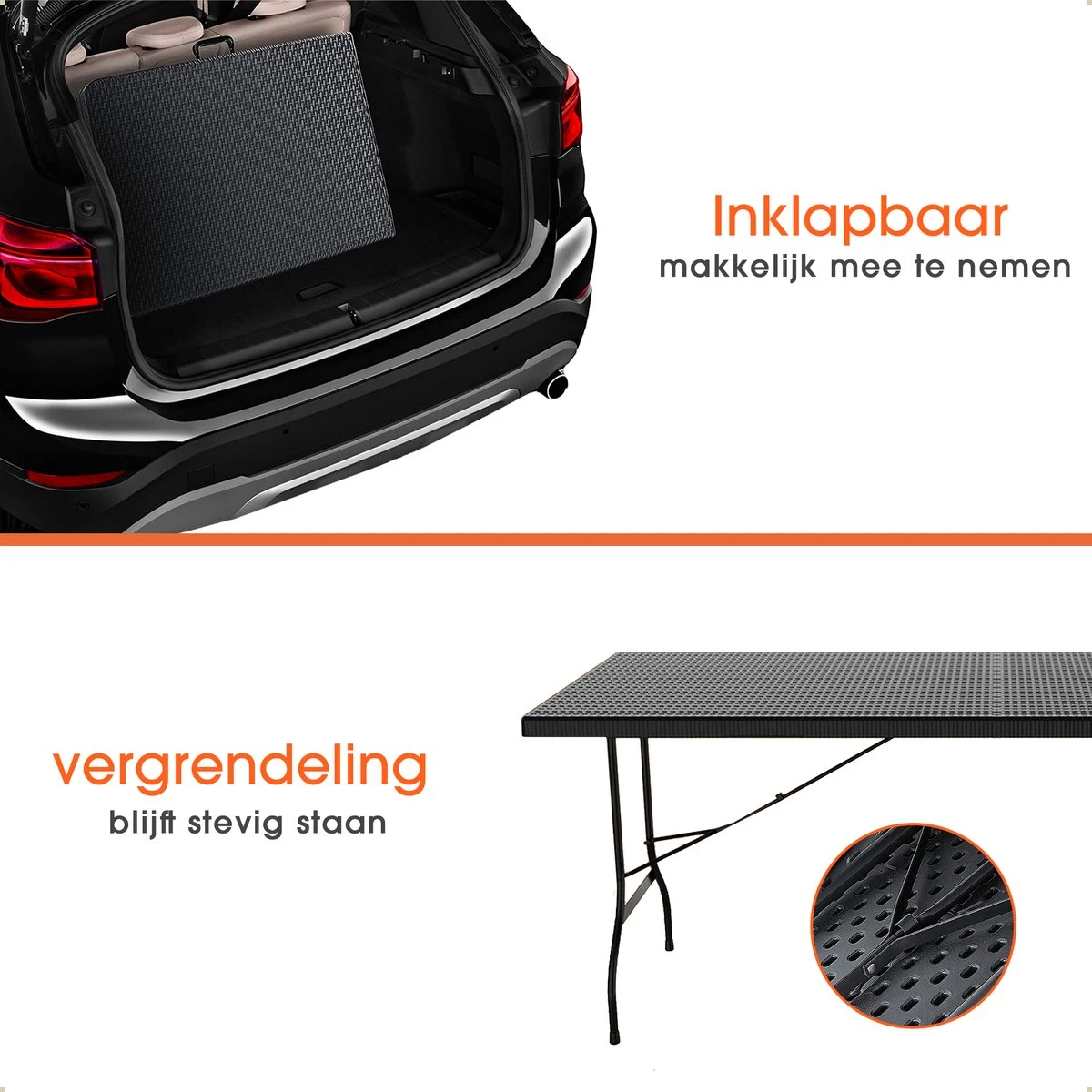 Lenx Klaptafel - Inklapbare Tafel - Opvouwbare Tuintafel - Vouwtafel - Inclusief Handvat En 2 Tafelkleden - 180x75x74cm - 6 Tot 8 Personen 3 Lenx Klaptafel - Inklapbare Tafel - Opvouwbare Tuintafel - Vouwtafel - Inclusief Handvat En 2 Tafelkleden - 180x75x74cm - 6 Tot 8 Personen - Afbeelding 3