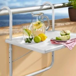 Luxe Inklapbare Balkontafel – 52 X 40 X 56cm – Wit – Hangend – Balkonbar – Balkontafels – Balkontafeltje – Hangtafel Balkon – Balcony Table – Voor Aan Het Balkon – Ophangbaar – Opklapbaar – Tafel – Inklapbaar – Buiten – Tafeltje – Klaptafel -Tuinmeubelwinkel 1200x1200 602