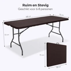 LifeGoods Klaptafel - Inklapbaar - 180 Cm - 6 Tot 8 Personen - Bruin 13 LifeGoods Klaptafel - Inklapbaar - 180 Cm - 6 Tot 8 Personen - Bruin -Tuinmeubelwinkel 1200x1200 652