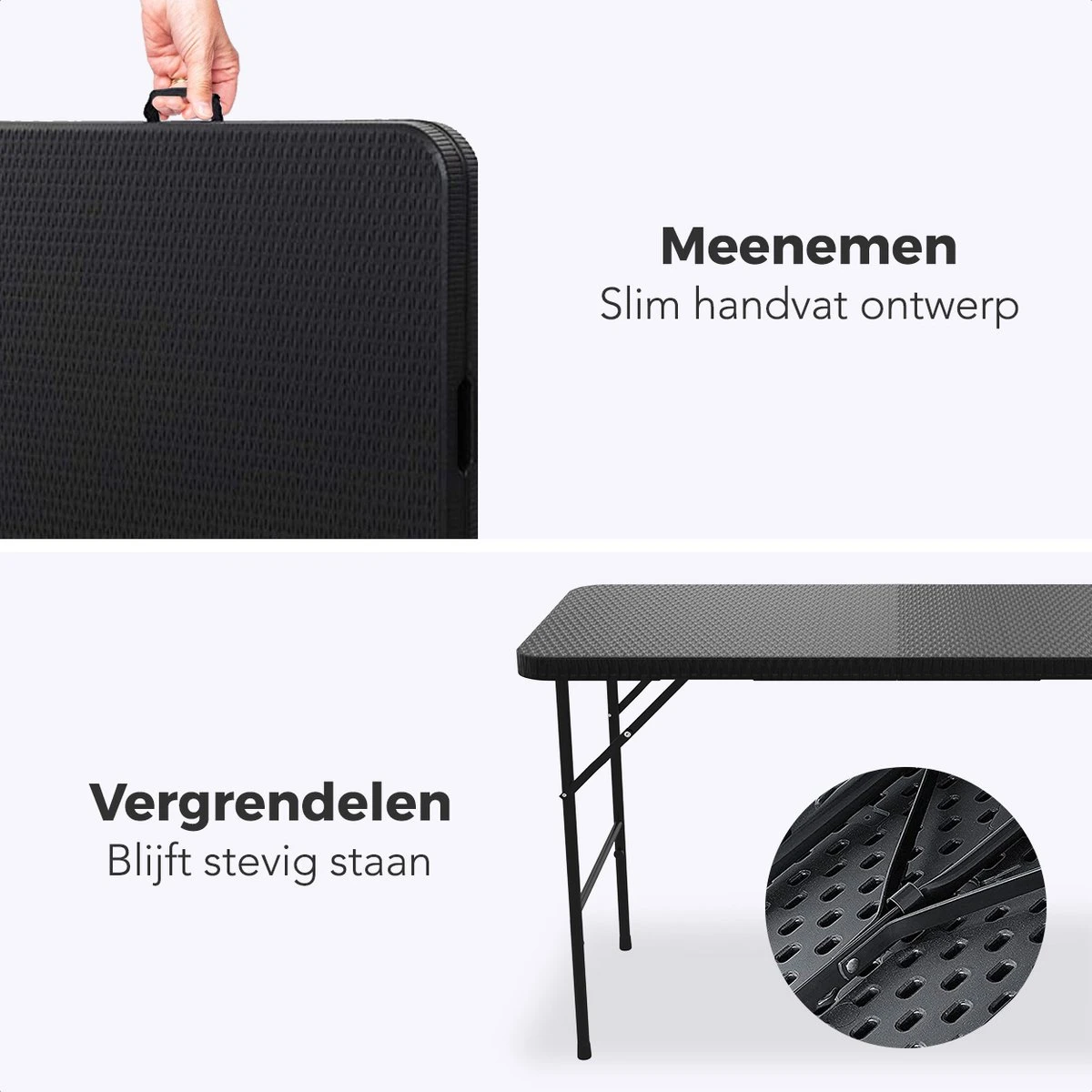 LifeGoods Klaptafel - Inklapbaar - 120 Cm - 4 Personen - Zwart 5 LifeGoods Klaptafel - Inklapbaar - 120 Cm - 4 Personen - Zwart - Afbeelding 5