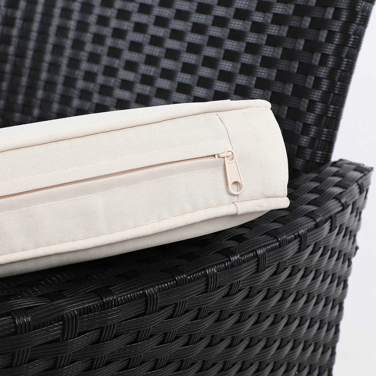 Casaria Tuinbank Polyrattan – 2 Zitter Incl. Tafel & Kussens – Zwart 9 Casaria Tuinbank Polyrattan – 2 Zitter Incl. Tafel & Kussens – Zwart - Afbeelding 9