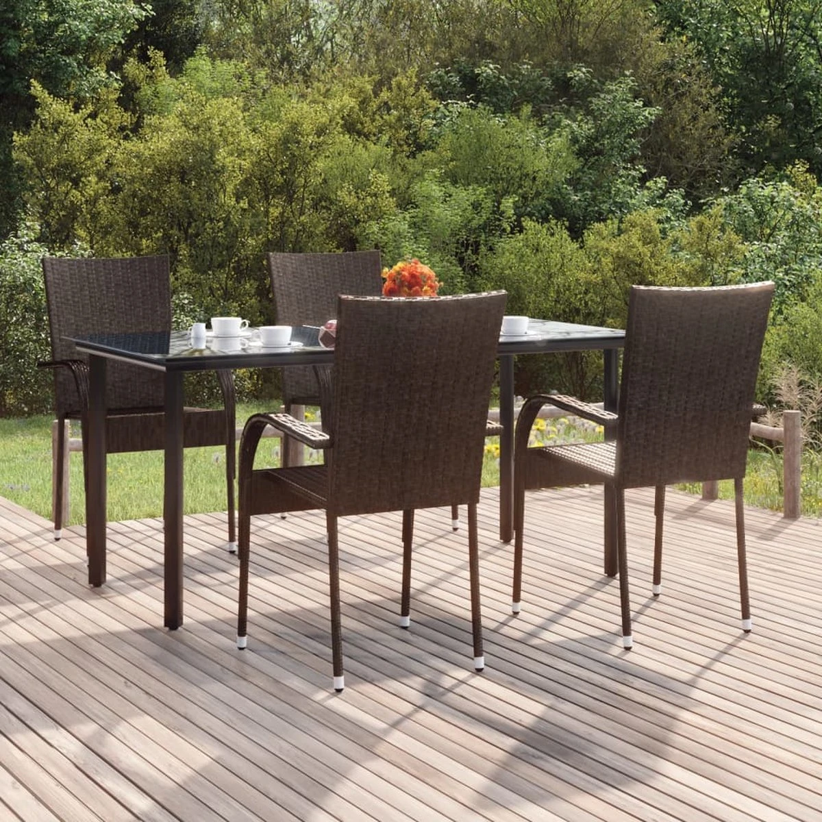 VidaXL 5-delige Tuinset Poly Rattan Bruin 1 VidaXL 5-delige Tuinset Poly Rattan Bruin