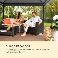 Blumfeldt Grandezza Cortina Tuinpaviljoen , 6 X6 Cm Stalen Frame Met Poedercoating , Overdekt Oppervlak Van 3 X 4 Meter , Polyester -Tuinmeubelwinkel 1200x1200 869