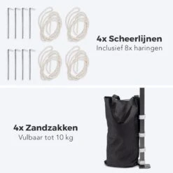 LifeGoods Partytent - 3x3 M - Zijwanden - Easy Up - Opvouwbaar - Waterdicht - Draagtas Met Wieltjes - Donkergrijs -Tuinmeubelwinkel 1200x1200 880