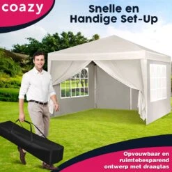 Waterdichte Partytent 3x3 Meter Opvouwbaar Met Zijwanden- Paviljoen Met Zijpanelen - Easy Up - Pop-up Tent Met Haringen, Touw En Anti Slip Poten 13 Waterdichte Partytent 3x3 Meter Opvouwbaar Met Zijwanden- Paviljoen Met Zijpanelen - Easy Up - Pop-up Tent Met Haringen, Touw En Anti Slip Poten -Tuinmeubelwinkel 1200x1200 910