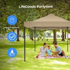 LifeGoods Partytent - 3x4.5 M - Zijwanden - Easy Up - Opvouwbaar - Waterdicht - Draagtas Met Wieltjes - Beige 17 LifeGoods Partytent - 3x4.5 M - Zijwanden - Easy Up - Opvouwbaar - Waterdicht - Draagtas Met Wieltjes - Beige -Tuinmeubelwinkel 1200x1200 930
